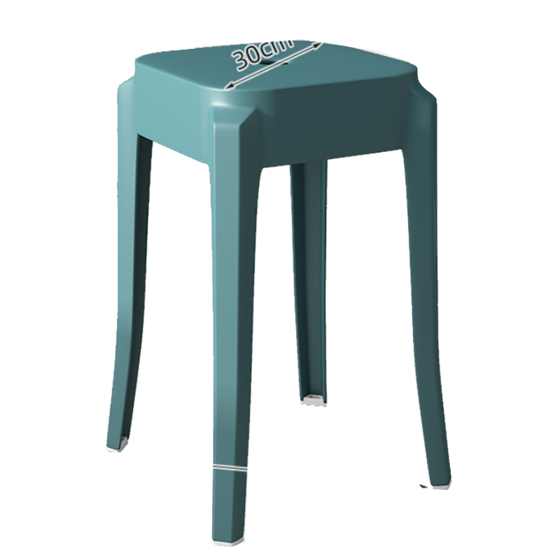 田门前 北欧塑料凳子家用客厅餐厅简约高板凳可叠摞加厚方凳塑胶餐椅 【加粗加厚】46CM孔雀蓝
