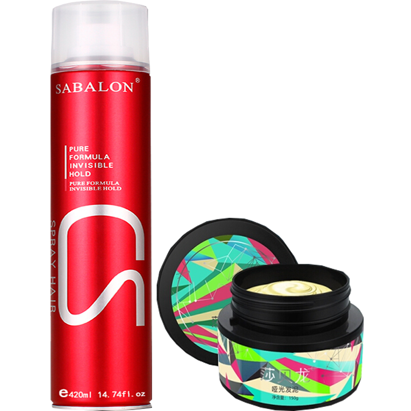 莎贝龙发胶干胶定型喷雾 头发啫喱水膏发油发蜡发泥头者喱摩丝发型造型 发胶420ml+莎贝龙发泥150g