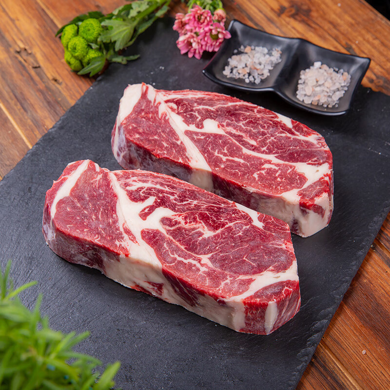 谷饲原切上脑牛排 牛排原切 新鲜厚切雪花牛扒 2000g  澳洲谷饲上栽