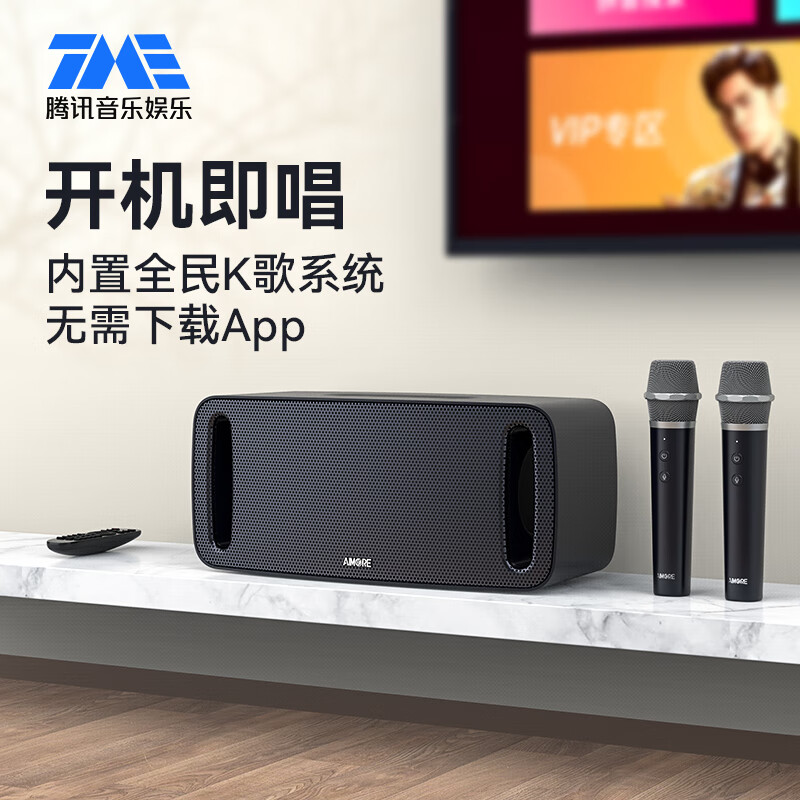 腾讯音乐 家庭KTV音响内置全民K歌系统无线点歌机回音壁一体机蓝牙音箱卡拉ok一体机重低音Hi-Fi音响 【Aimore 标准版】专业KTV一体机+全民K歌