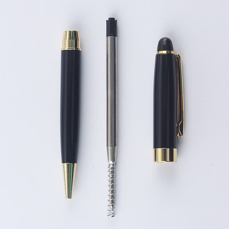 广告礼品金属圆珠笔印刷旋转圆珠笔商务中性 黑色-金色配件款 子弹型1.0
