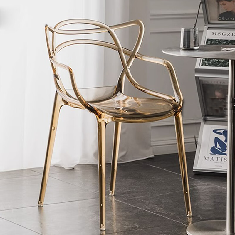 話家先生戶外塑料靠背水晶椅網(wǎng)紅簡約亞克力藝術(shù)椅子民宿酒店可疊放洽談椅 透明琥珀色