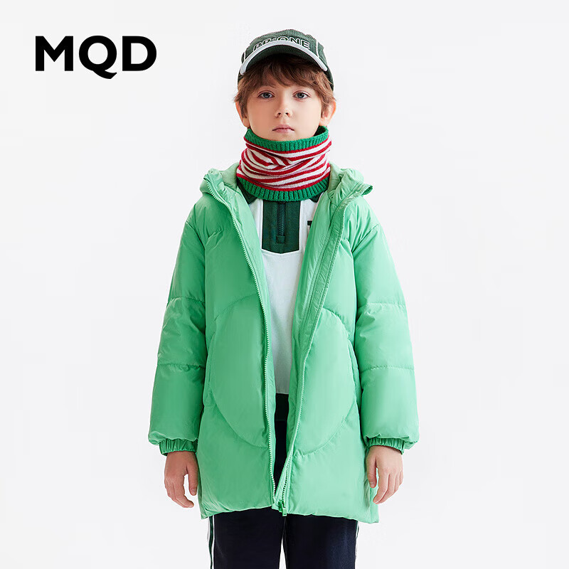 MQD童装男童萌趣轻薄羽绒服冬装儿童宝宝短款外套 嫩绿 150cm 