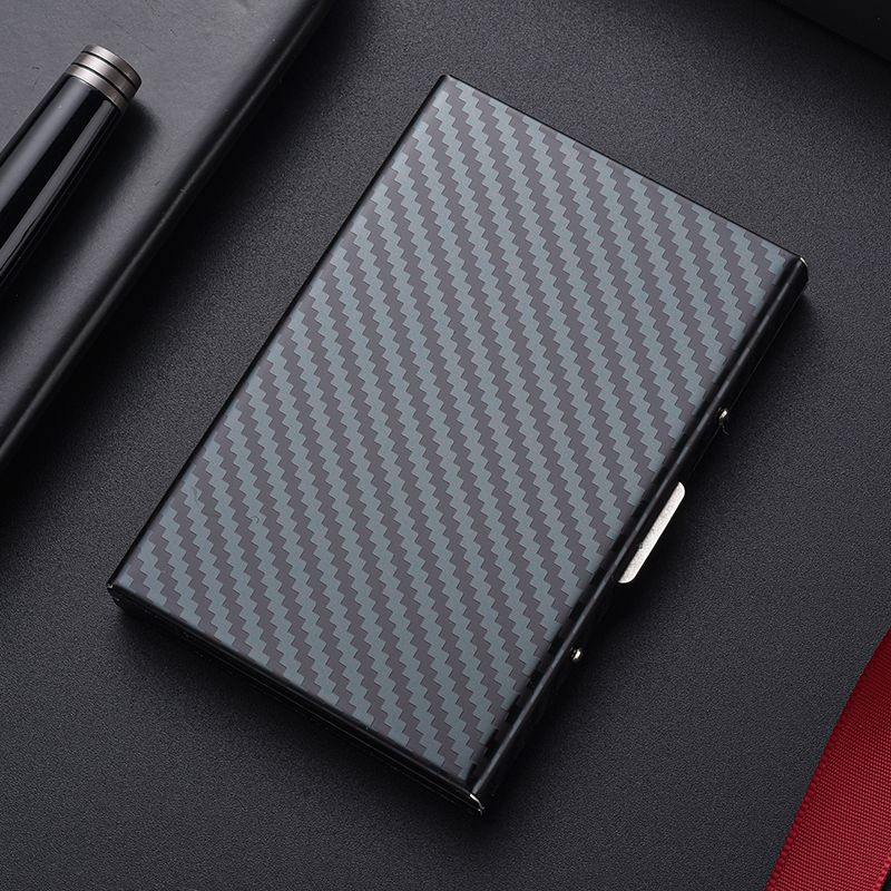 途尊防盜刷防消磁卡包證件收納盒金屬男士女式信用錢包 小號席紋黑6卡位(可放駕駛證)