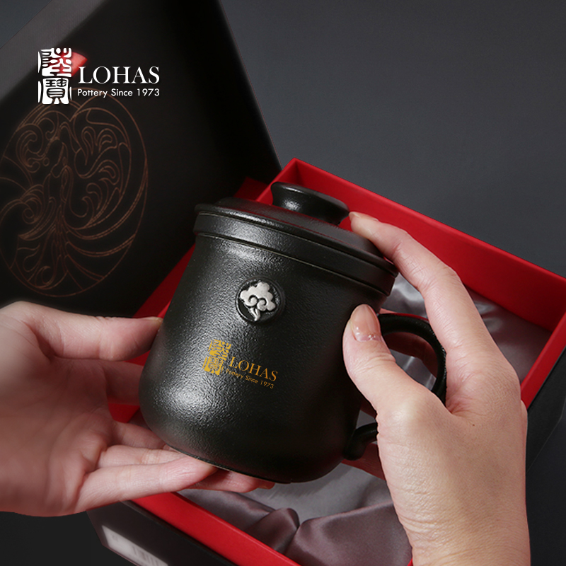 陆宝泡茶杯带过滤马克杯子水杯铂金办公杯可定制礼盒装 云中锦书盖杯