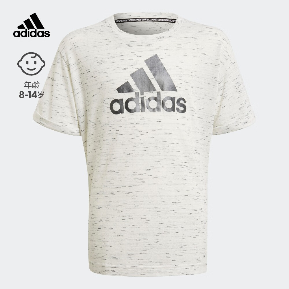 adidas阿迪达斯官方轻运动女大童儿童休闲上衣圆领短袖T恤GQ8342 混纺白/黑 164CM使用感如何?
