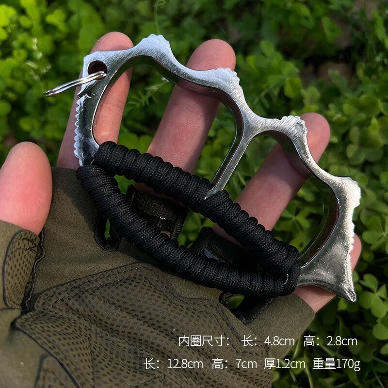 浙睿防身指虎刀战术装备手指虎拳刺带刺便携合法随身自卫 银色924龙骨