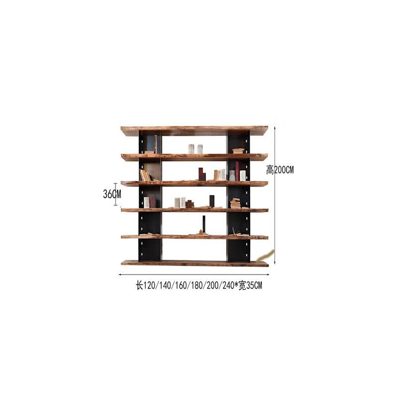 工业风整墙书架满墙书柜实木原木落地半墙整 120*35*200木板厚度3公分