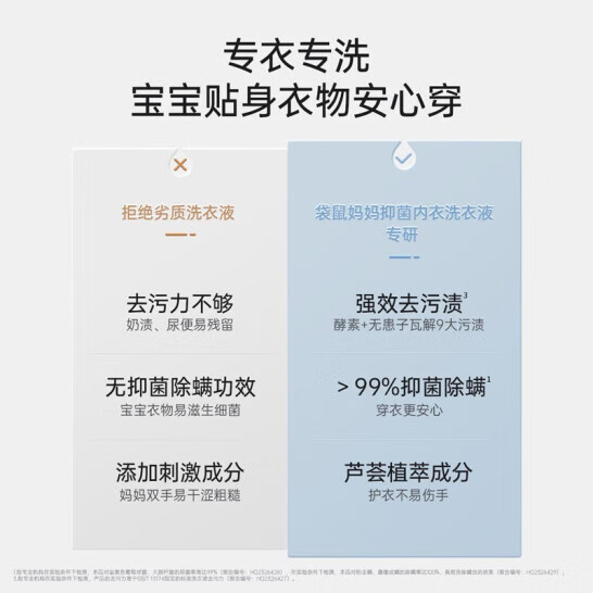 袋鼠妈妈婴儿洗衣液宝宝专用新生婴幼儿内衣裤去污渍酵素抑菌除螨清洗液 抑菌洗衣液600ml