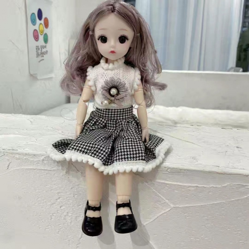新款30厘米时尚芭比娃娃21关节换装玩具娃娃3D真眼女孩过家家礼物 15号萌娃 单件衣服(无娃娃)