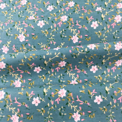 纯棉斜纹布料全棉床品睡衣面料棉布玫瑰花布碎花床单布头 清雅黄半米