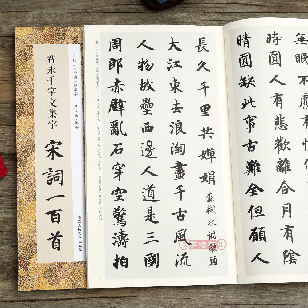 字宋词一百首 收录智永千字文 碑帖集字古诗词作品集 楷书毛笔书法