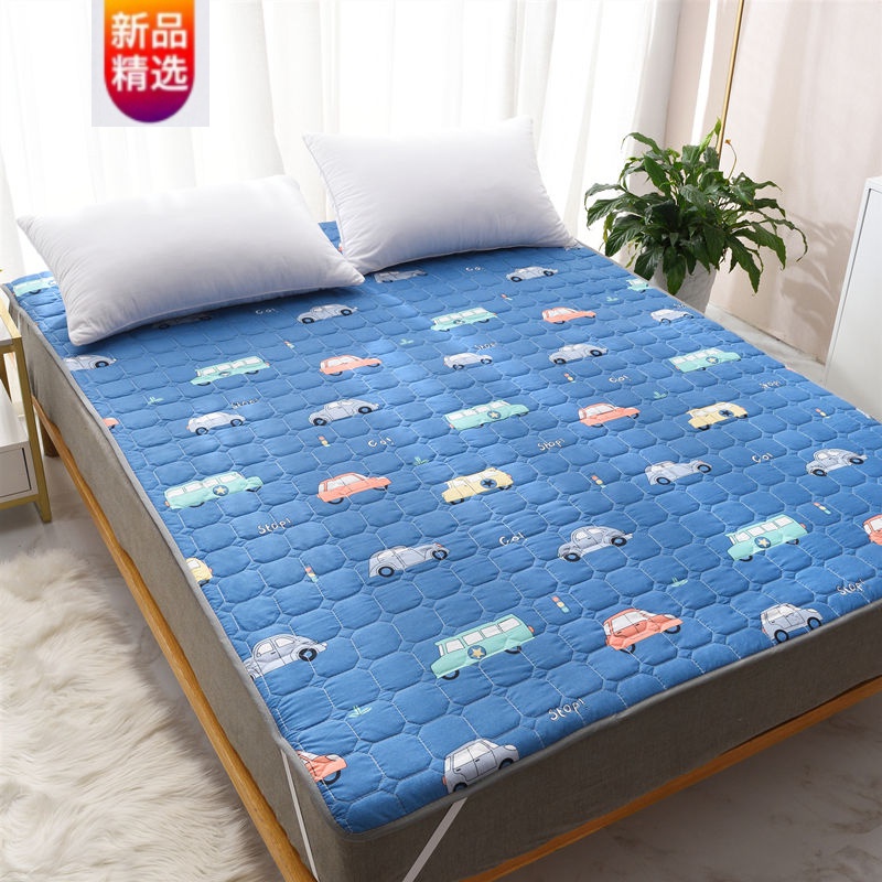 床垫防滑可水洗床垫保护垫加厚薄床垫榻榻米床褥子1.5单人1.8单双人床 升级款 小汽车 蓝 150*200cm