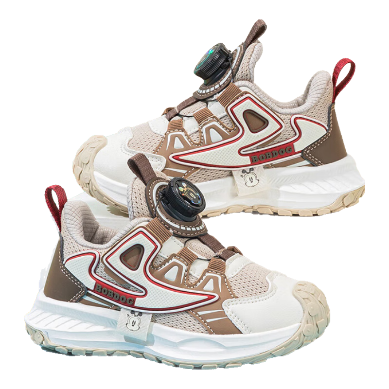 巴布豆童鞋秋季儿童跑步鞋网面男童运动鞋时尚102543194杏米/浅棕31