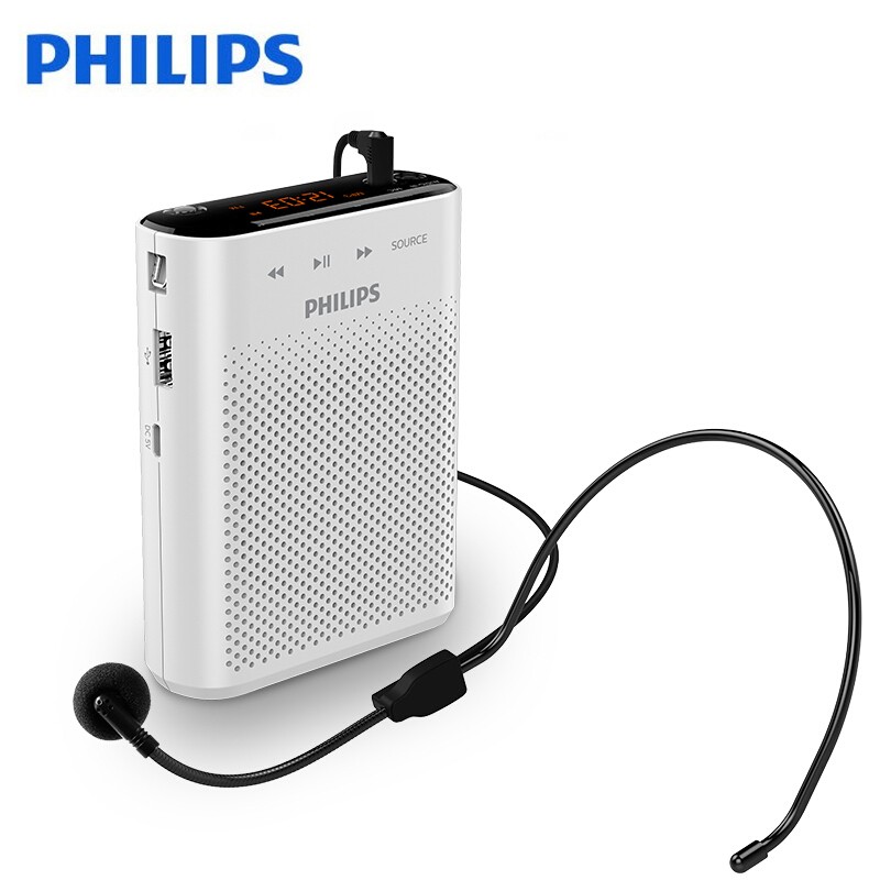 飞利浦（PHILIPS） 便携式扩音器SBM210小蜜蜂插卡音箱大功率教学/导游/导购扩音喇叭FM SBM210白色