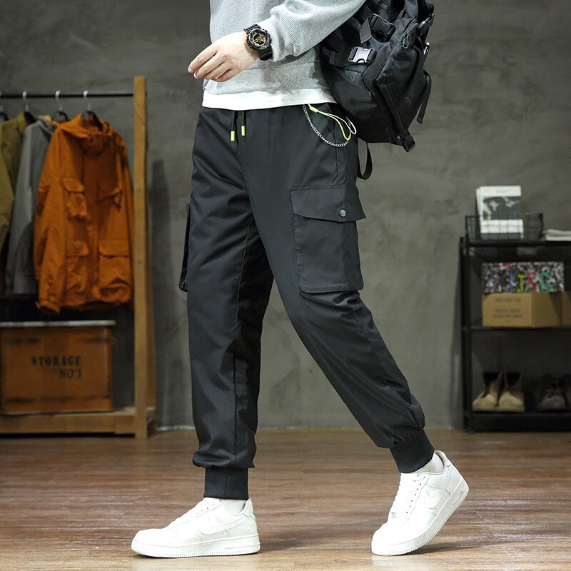 潮天士工装羽绒裤男宽松白鸭绒外穿加厚保暖户外裤子冬季休闲棉裤男士