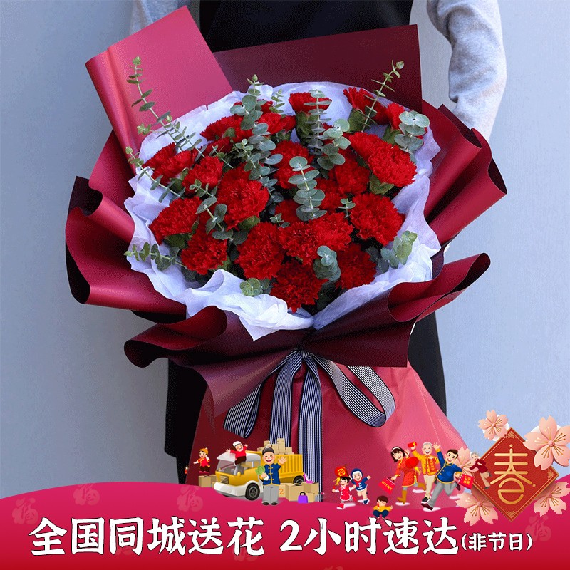 花西拾康乃馨鲜花速递混搭花束送长辈送父母节日生日探望花束全国同城