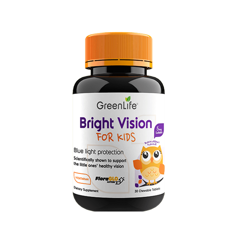 GreenLife进口叶黄素儿童青少年黑加仑维生素c护眼咀嚼片30粒 2-17岁 儿童叶黄素 30粒*4瓶 巩固装
