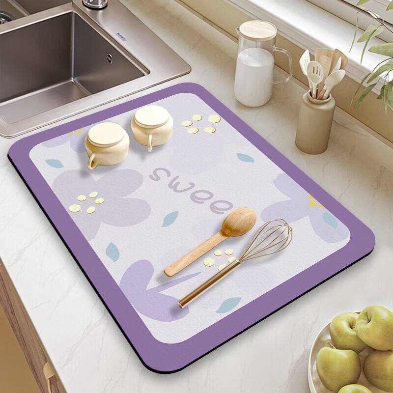 纯淳厨房台面吸水沥水手机支架碗盘杯垫卫生间桌面皮革吸水垫可裁剪 两张