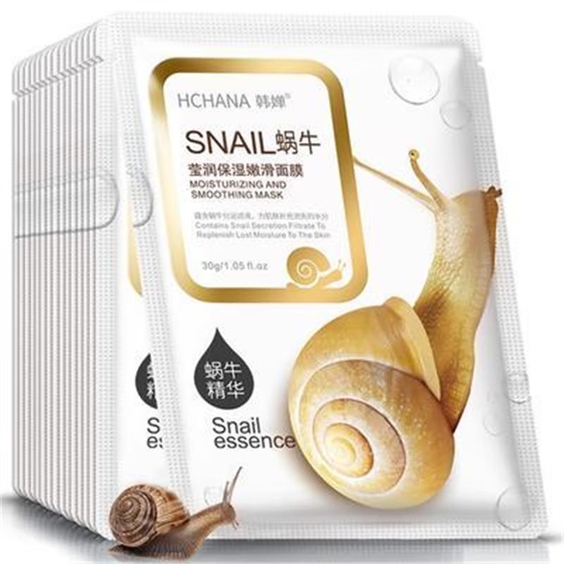 韩婵snail essence facial mask 10pcs 蜗牛面膜补水10片 snail