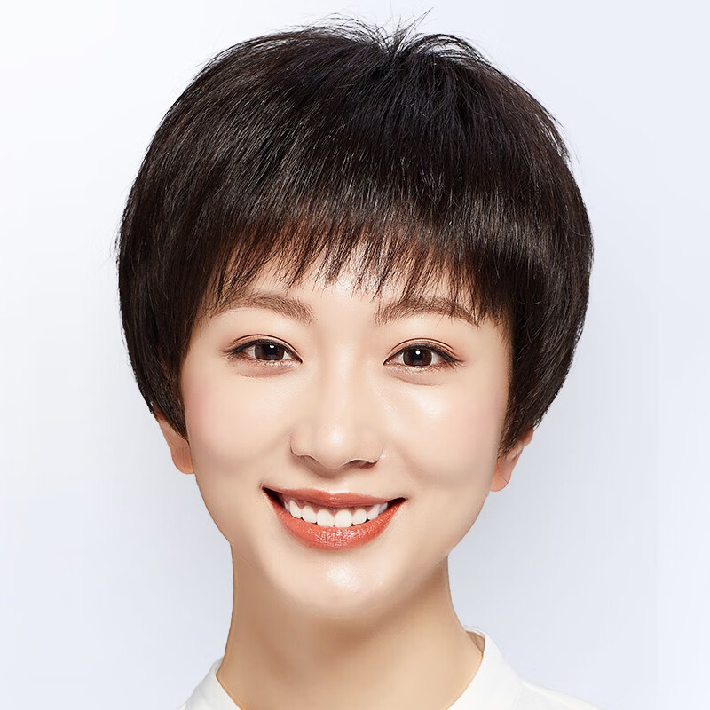 『真发』假发女短发真人发丝发套真发全头套真自然假头发妈妈中老年