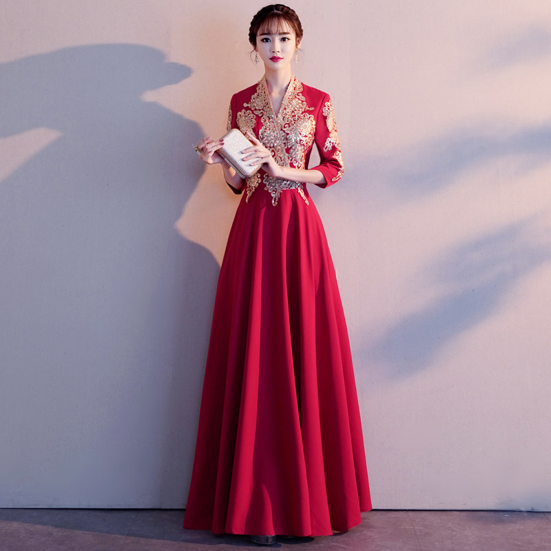 丽佰昕敬酒服新款红色长款春夏大气新娘服装时尚结婚晚礼服裙女气质 酒红色长款 L怎么样,好用不?