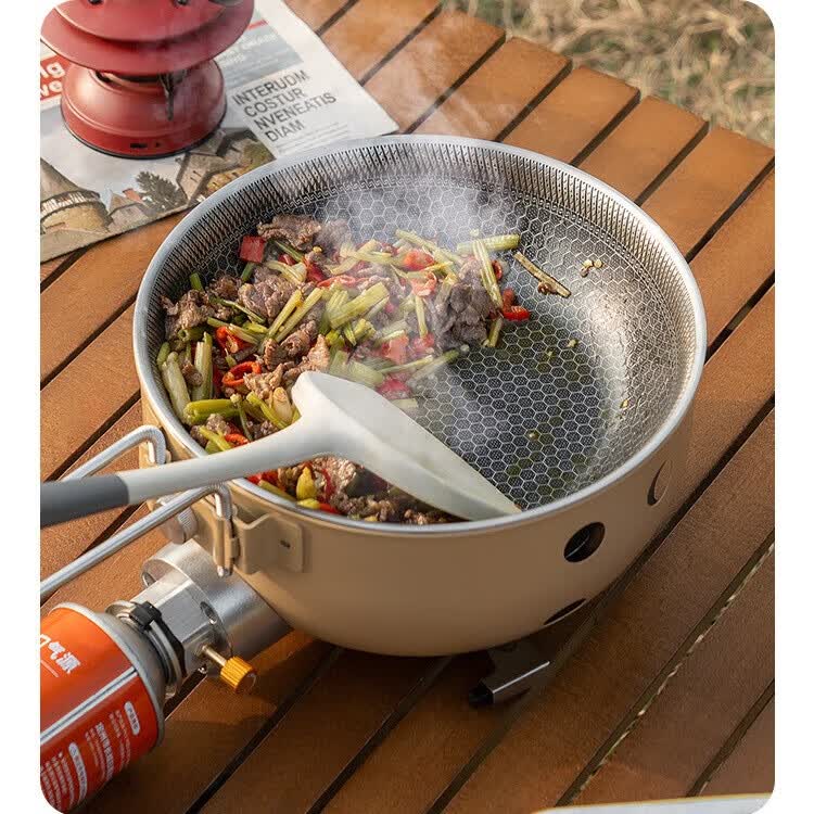 卡式乐便携式户外卡式炉煮饭炒菜神器露营炊具野餐钓鱼多功能户外一体锅 军绿色2.3kw户外一体锅