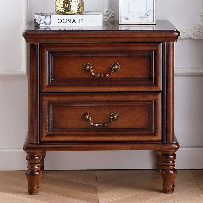 小型复古卧室床边柜现代简约轻奢收纳储物柜子 板栗色(定制颜色备注)