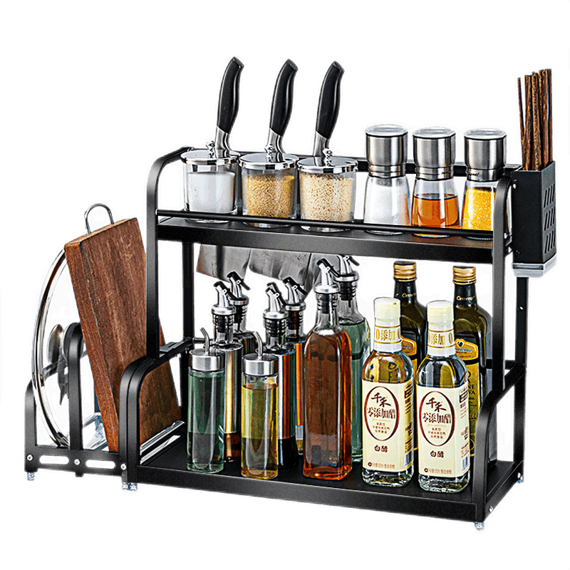 Feehilyman厨房置物架落地黑色不锈钢免打孔收纳调料架|价格趋势、销量增长等分析及推荐|层架置物架历史价格查询网址