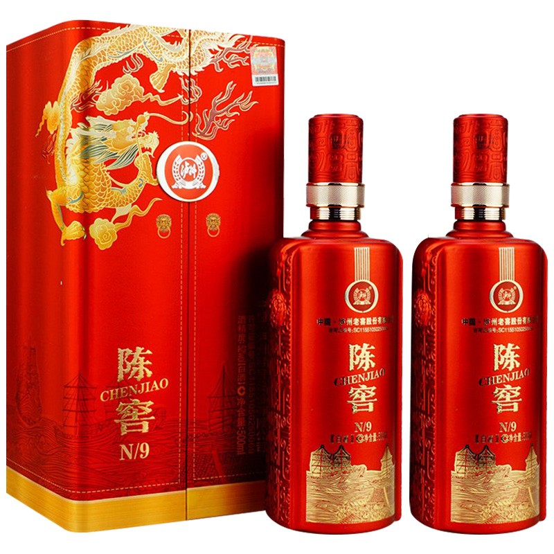 泸州收藏酒 泸州老窖股份出品  52度 泸州 陈窖 (n/9)黄龙盒 500ml*2