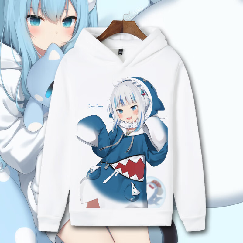 郡帅男女偶像猫羽雫小鲨鱼古拉周边连帽加绒卫衣二次元动漫虚拟 01 s