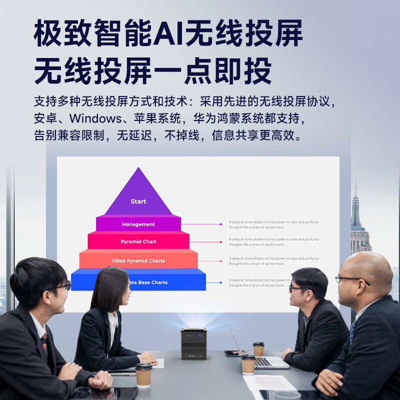 成者会议星办公室会议投影仪办公用 高清视频会议一体机 白天可用商用智能AI专用会议室无线投屏投影仪 会议星Q1splus【会议投影仪】