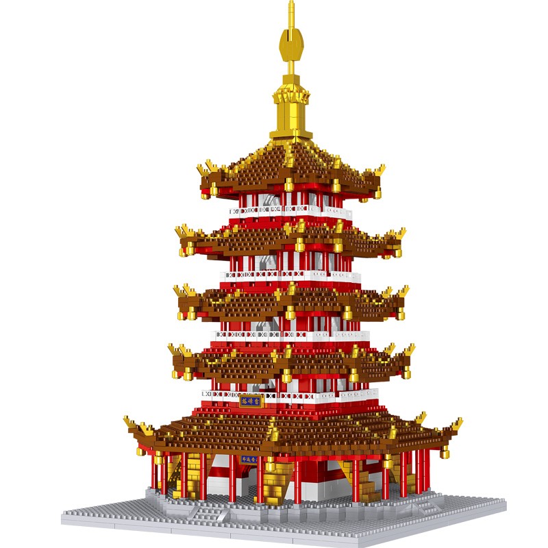创想积木成人组装高难度微颗粒拼装玩具拼插杭州西湖雷峰塔立体拼图模