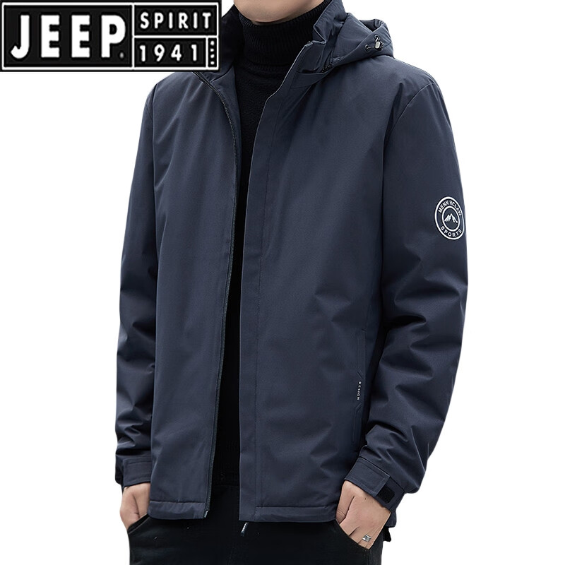 JEEP SPIRIT品牌轻薄款羽绒服男士冬季保暖新款宽松中年爸爸冬天鸭绒休闲外套 黑色 3XL