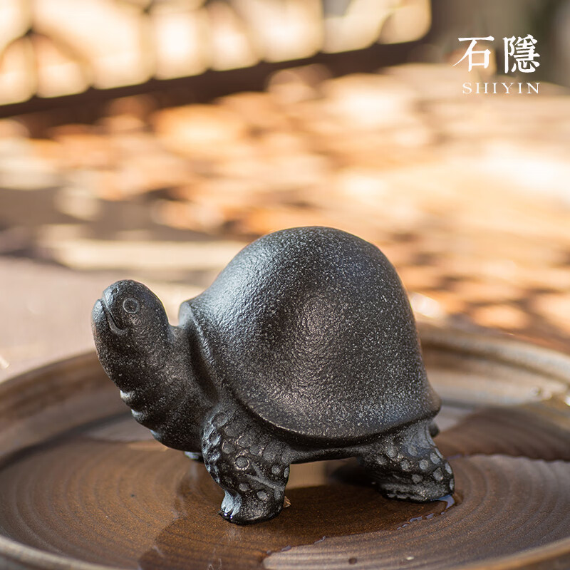 乌金石头将军乌龟变色茶宠摆件精品茶具配件可养手工茶玩 穹庐将军龟