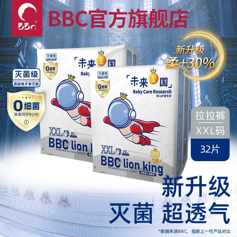 BBC拉拉裤婴儿尿不湿L尿不湿女男宝XL/XXL超薄透气 未来皇国XXL码拉拉裤32片属于什么档次？