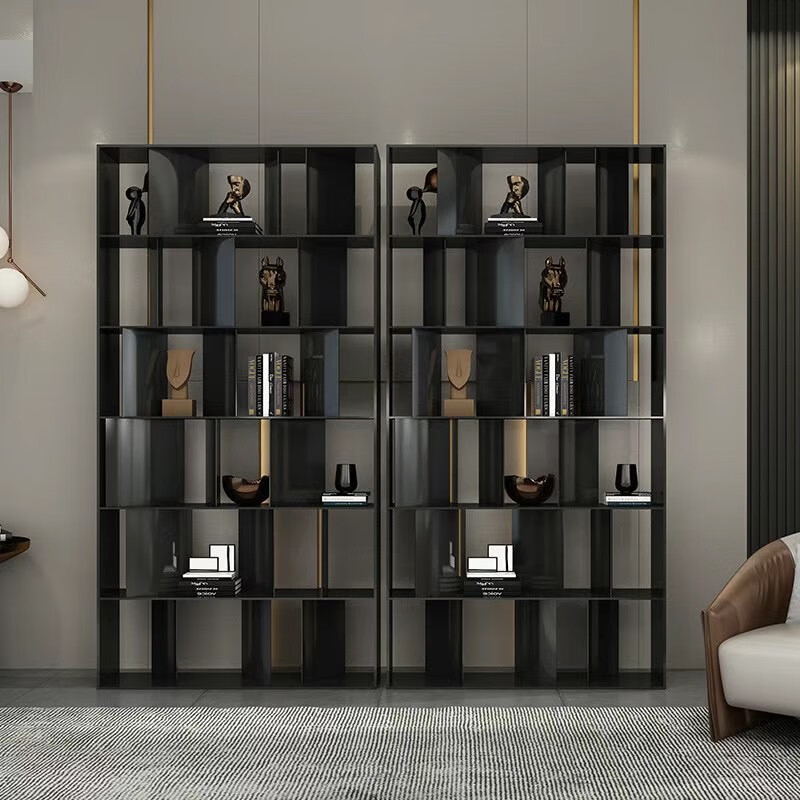 金属钢板柜不锈钢客厅装饰柜隔断铝板柜实心背景墙铝 黑色-图纸设计