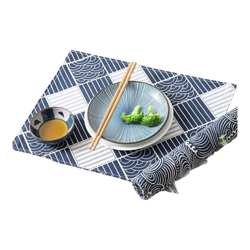 全適日式西餐墊杯墊布藝棉麻餐巾餐布隔熱墊學(xué)生餐盤(pán)墊2個(gè)裝拍照道具