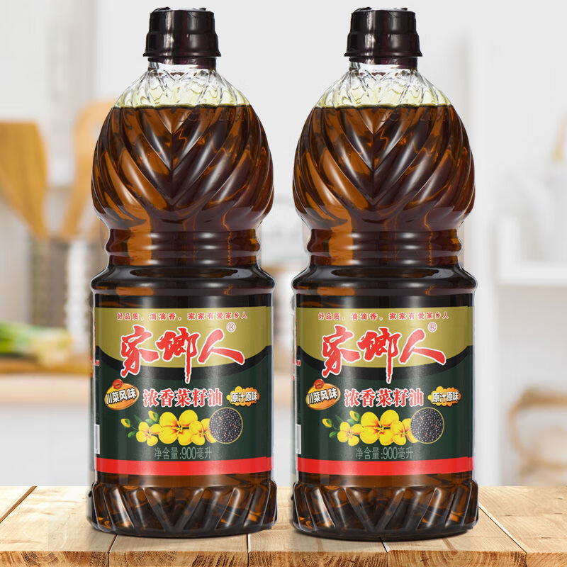 Derenruyu浓香菜籽油压榨食用油农家自榨纯菜油小瓶家用宿舍 1.8斤【菜籽原香】