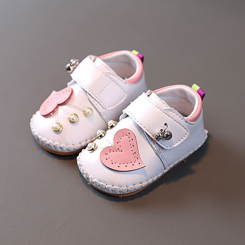 茉馥春秋0-1岁半宝宝步前鞋软底学步鞋可爱公主鞋 白色 14码内长11