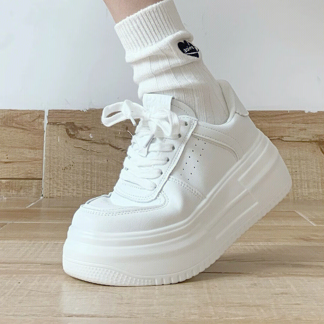 女2022新款透气ins潮小众设计增高板鞋学生百搭运动鞋 白色 35 标准