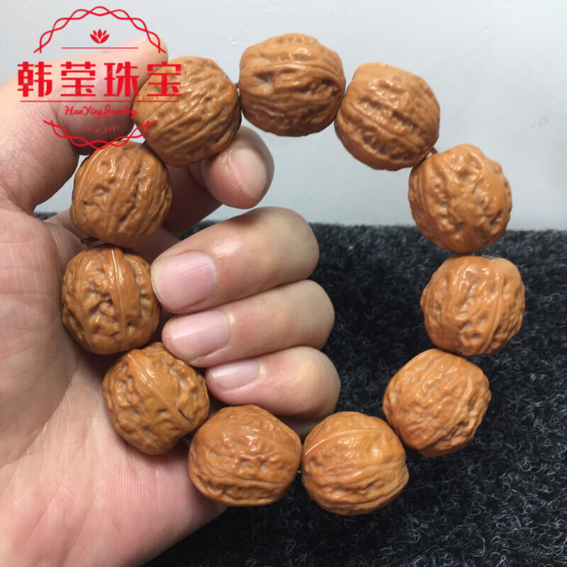 韩莹桃核手串小尺寸野生小核桃手串京八棱矮桩磨盘秋子男士佛珠文玩