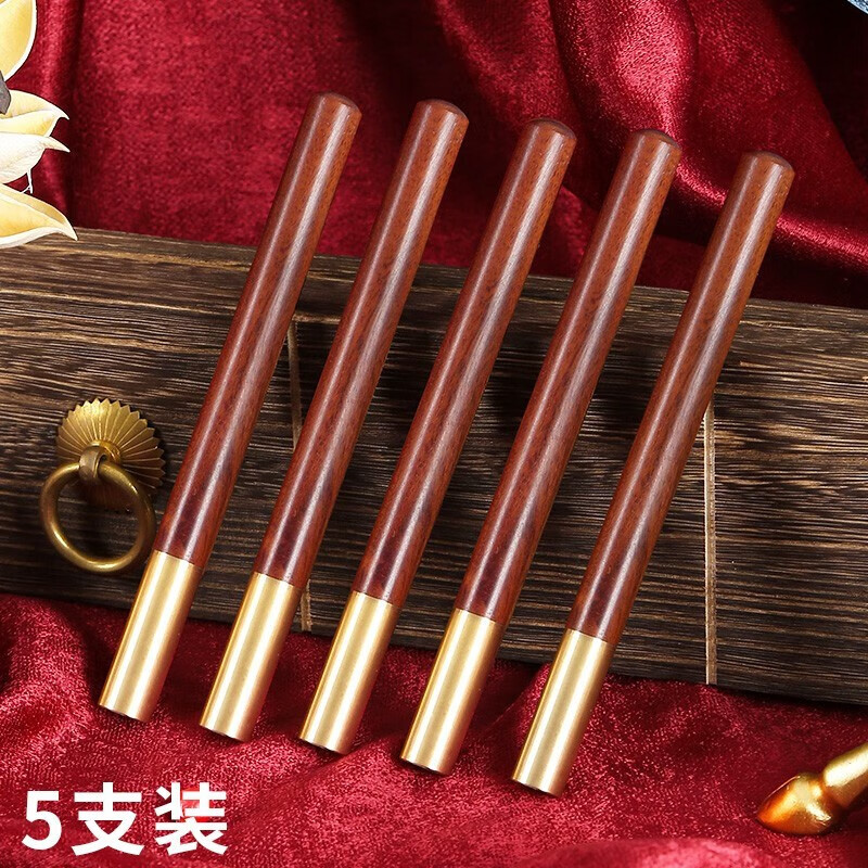 朗捷(longe) 【5支装】国潮中性笔复古风黑色签字笔0.