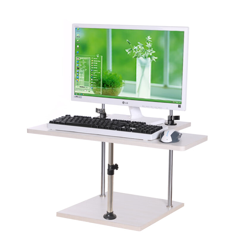 小米石站立式上可调节的子台式站着 基础款两层 高50cm 白枫色