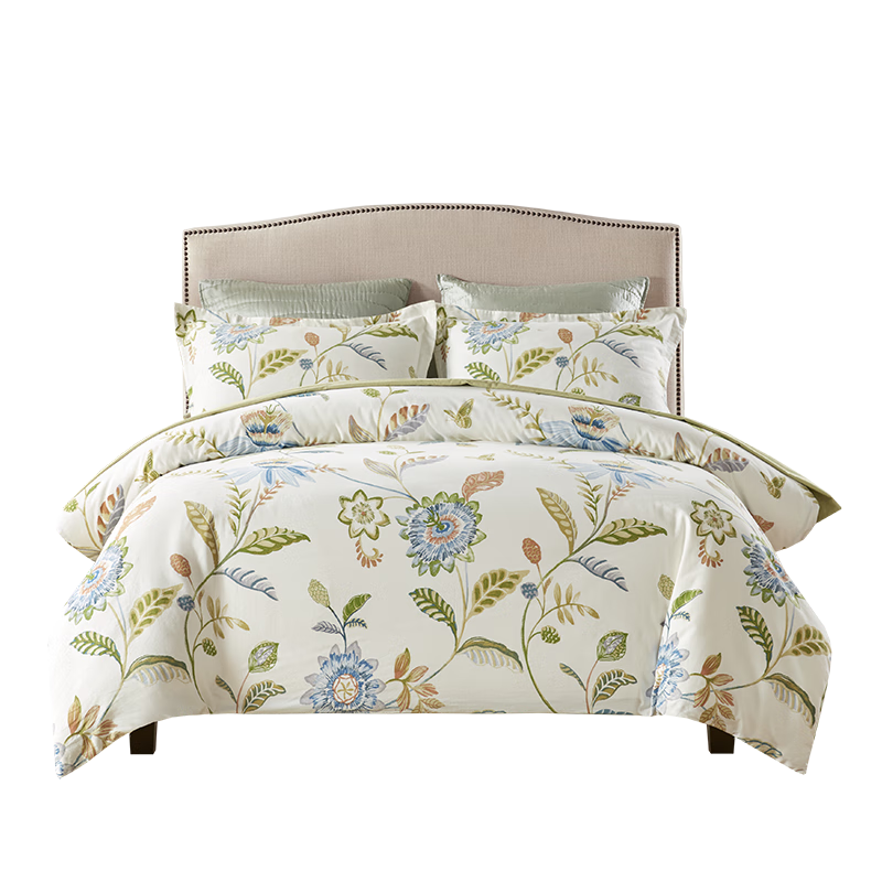 Harbor House美式純棉床上四件套100%棉秋冬季磨毛環(huán)保印花全棉被套床單枕套 Mia全棉磨毛四件套 40支 1.5米 床單款 （被套200*230cm）