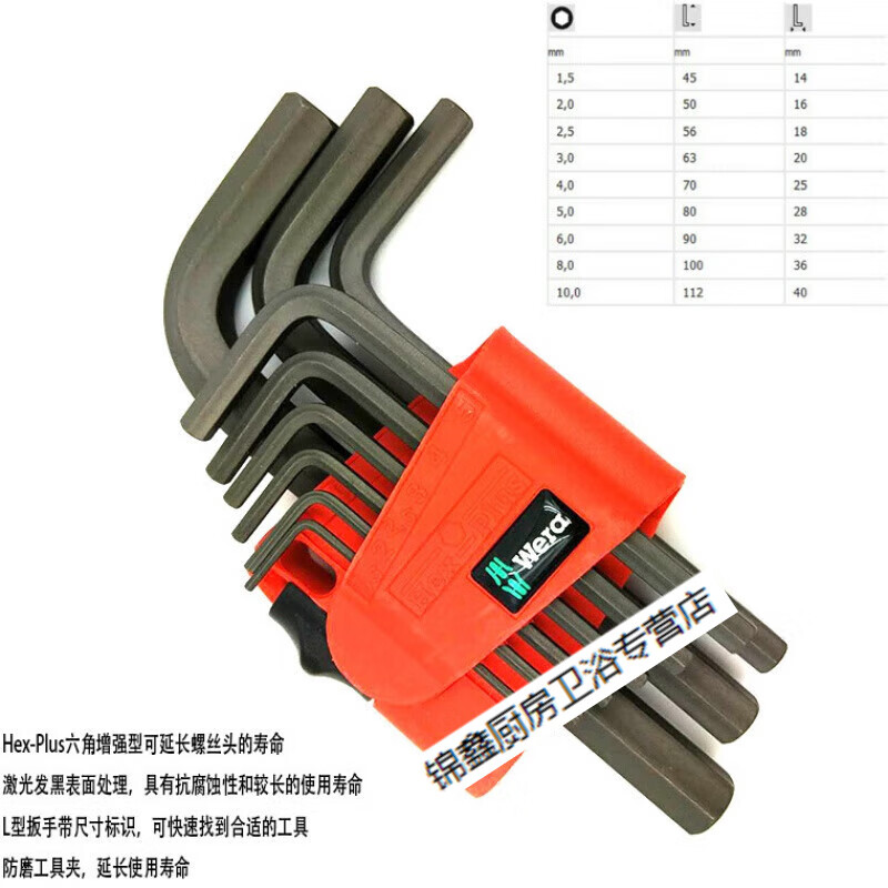 施韵令型9件套装内六角扳手15-10mm 黑色短平头 950/9b 1.5-10