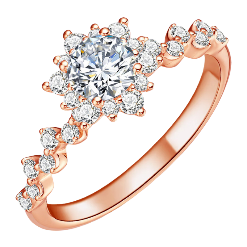 周百福求婚鉆戒 鉆石戒指女結婚戒指群鑲花款18K金GIA裸鉆定制愛(ài)星河 GIA雙證 主鉆40分D色VS1/3EX/N