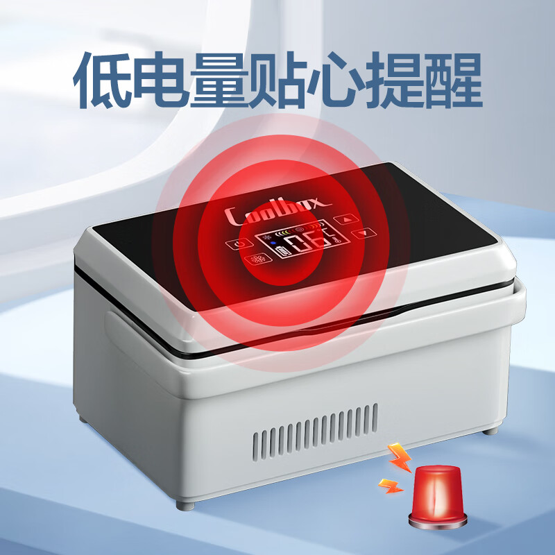 酷宝(Coolbox)胰岛素冷藏盒便携式迷你小冰箱旅行充电式车载保鲜药品疫苗恒温箱 大盒提手单电池8小时 车家两用 2L