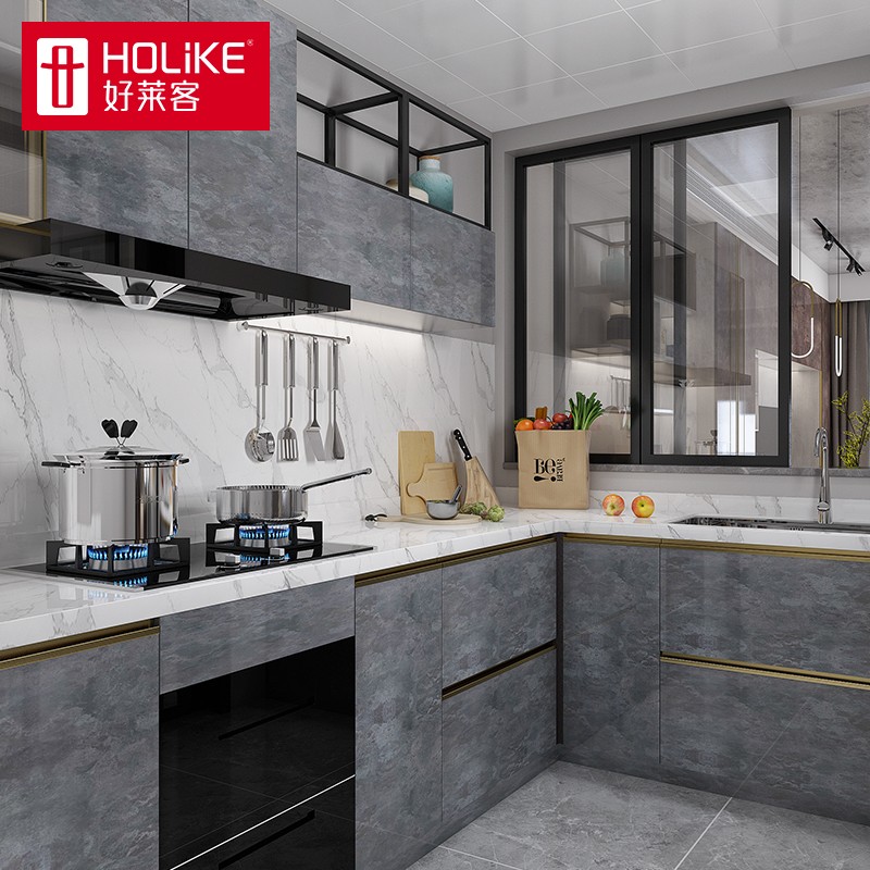 好莱客 橱柜定制 现代轻奢整体厨房柜石纹厨柜门吊柜地柜装修家具定做