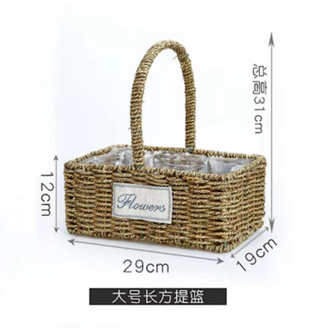 篮子藤编草编鸡蛋花篮干花鲜花插花多肉小篮子藤编花盆柳编手提花